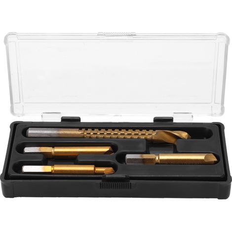 Lot de 3 extracteurs de vis + 1 scie ronde à main pour retirer boulons cassés en acier rapide, kit de perçage (1/5)