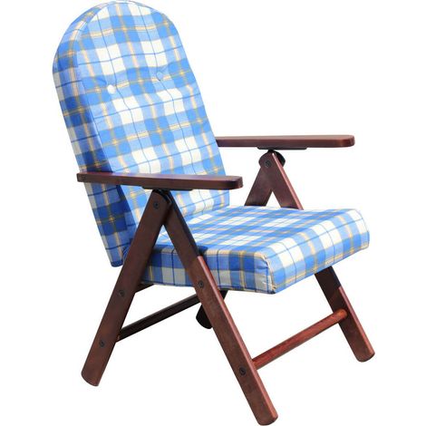 Poltrona relax da interno in legno 4 posizioni con braccioli - Blue (1/4)