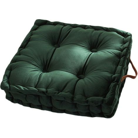 Coussin de sol- Coussin épaissi- Vert foncé, 42x42cm (1/4)