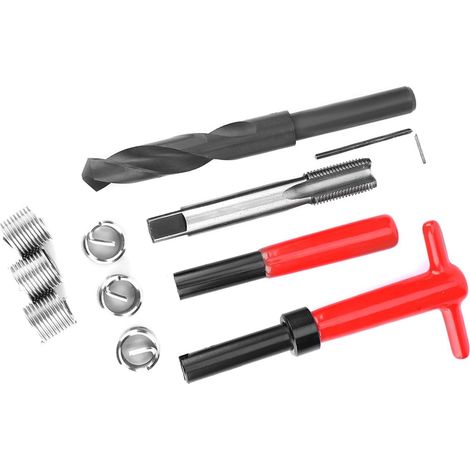 Kit de Réparation de Filetage, Kit Tap et Jeu de Matrices Métriques et Kit de Réparation de Filetage Fabriqués aux États-Unis Standard, Kit d'outils Rethreading Portable, pour Restaurer Rethread (1/5)