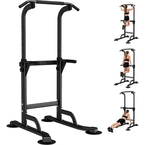 Verstellbarer Power Tower 4-in-1 mit Klimmzugstange und Dip-Station bis 120 kg – Kraftstation – Fitnessrack (1/5)