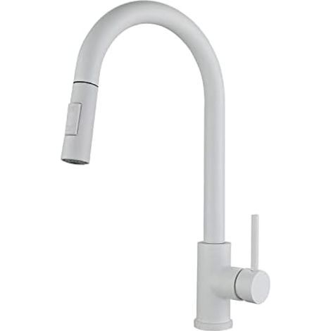 Black kitchen tap with 360° pull-out spray head – water supply hose not included – two spray patterns – (1/5)