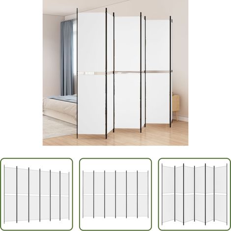 Raumteiler - 6-tlg. Paravent Weiß 300x220 cm Stoff (1/5)