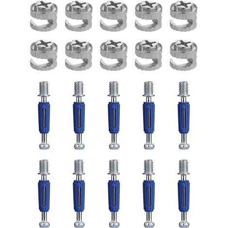 Lot de 10 vis de verrouillage à came 15 x 9,5 mm pour meubles, fixations de verrouillage compatibles avec les pièces de quincaillerie IKEA, pièces de rechange pour réparation de roues excentriques (1/5)