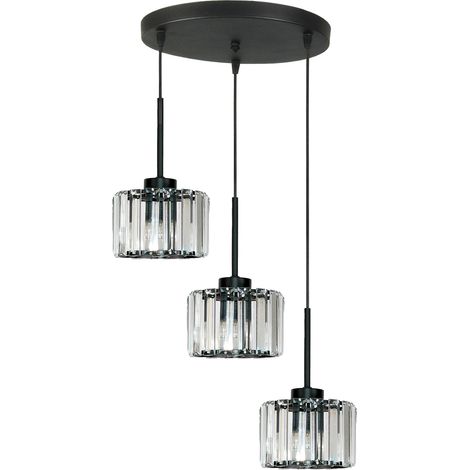 Lámpara de techo colgante negra con pantalla de cristal Omena 14-952