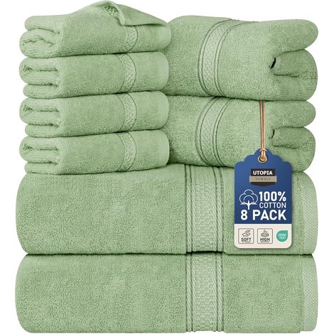 Ensemble de Serviettes 8 pièces 2 Serviettes de Bain 2 essuie Mains et 4 débarbouillettes Coton Qualité d hôtel Super Doux et très (1/5)