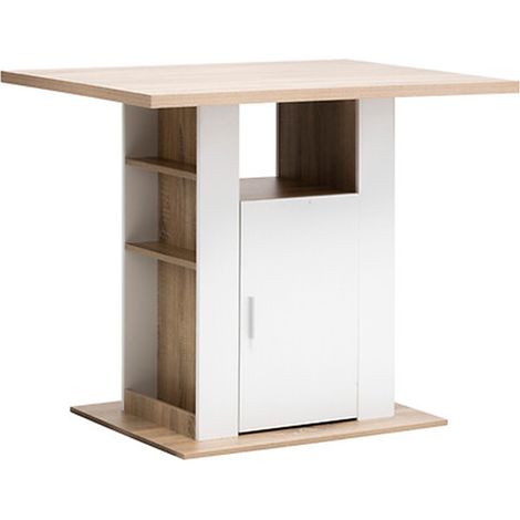 Ilot de cuisine, Meuble de cuisine en bois coloris naturel, blanc - Longueur 90 x Profondeur 80 x Hauteur 110 cm (1/5)