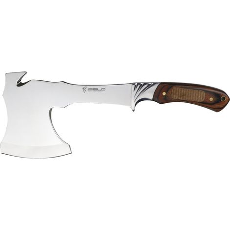 Camper EL29001, 17 cm Klinge aus Edelstahl, insgesamt 29 cm, mit Lederbezug, mango CNC-dekorierte Ausdauer, Campinggerät für Angeln, Jagd, Sport.
