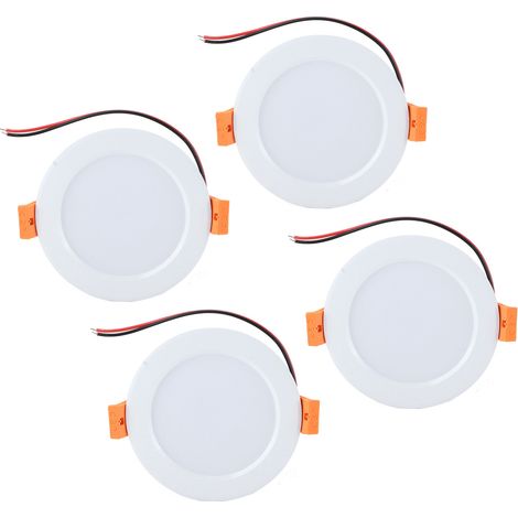 Lot de 4 spots encastrés ronds de 10 cm (4 pouces) pour plafonnier de camping-car, 300 lm, 6000 K, blanc, pour caravane ou yacht, 12 V CC, 3 W (1/5)