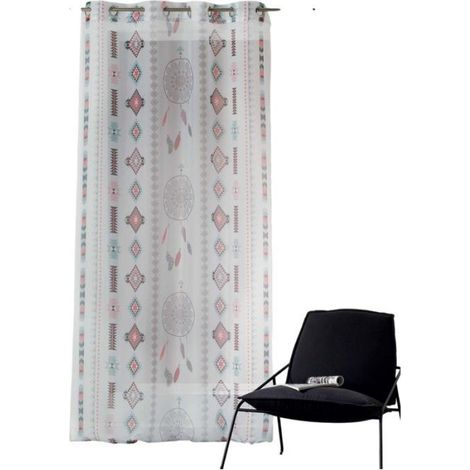 Voilage a oeillets 140 x 260 cm Indila Blanc menthe (1/2)