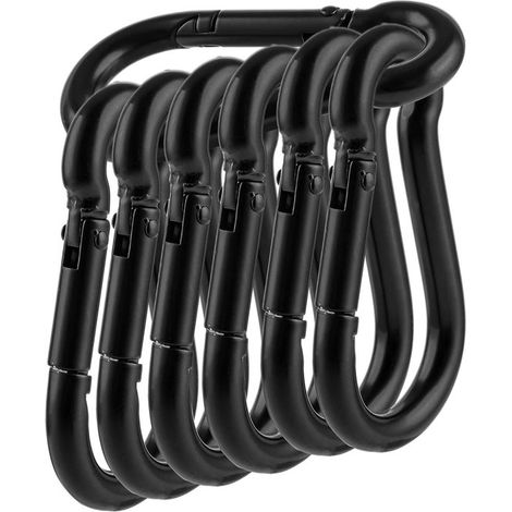 12 pezzi - moschettoni in acciaio inox 304 - moschettone di montaggio nero, capacità di carico 500 kg / 1100 LB, gancio per amaca e altalena (1/4)