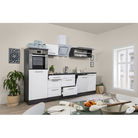 Cuisine Kitchenette Bloc cuisine blanc Amanda 280 cm Respekta Premium