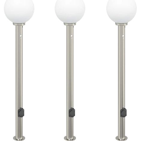 Lampioni a dissuasore con sensore e presa 3 pz 120 cm Acciaio Inox IP44 vidaXL