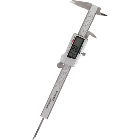 Étrier numérique en acier inoxydable, haute précision 0.01mm, idéal pour bricolage et usage professionnel, couleur argentée.