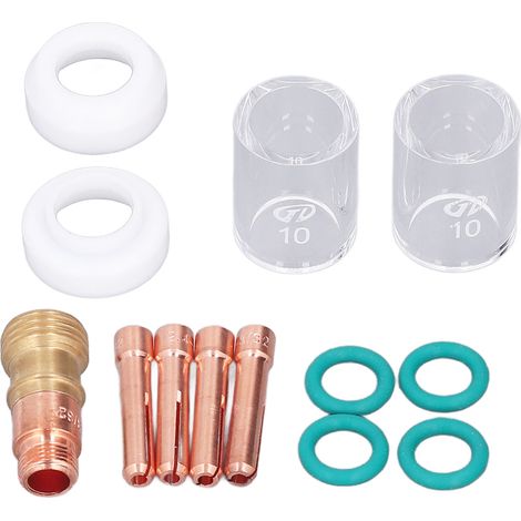 Set mit 13 WIG-Schweißzubehörteilen, Glasschneider, Verbinder, Elektrodenklemme, PTFE-Frontabdeckung für WP 17 18 26 Brenner (1/5)