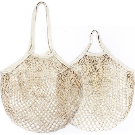 Sac filet en corde de coton pour courses, sac de rangement réutilisable pour fruits et légumes (1/3)