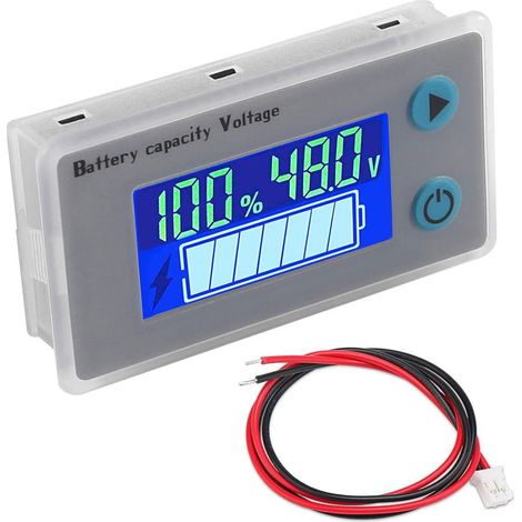 1 Moniteur de batterie LCD 10-100V, voltmètre numérique, indicateur de température, pour moto électrique et camping-car (1/5)