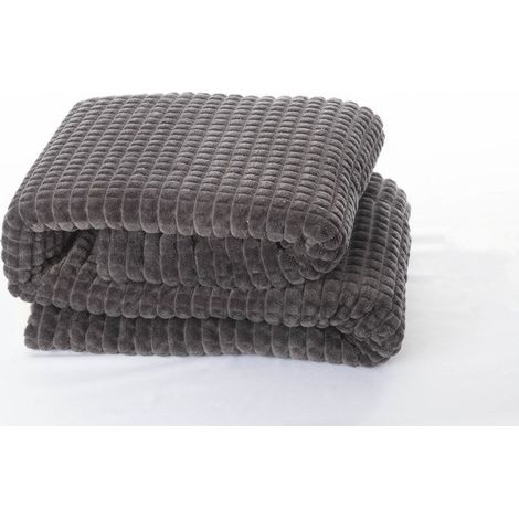 Manta sherpa 3d, gris l.130 x l.170 cm Centrale Brico