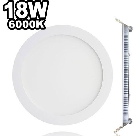 Europalamp – Spot encastrable LED 18W rond extra-plat – Lumière blanche chaude 3000K – Diffusion 120° – Installation facile dans faux-plafonds