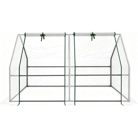 Mini serra da giardino in polietilene bianco 180 x 90 x 90 cm con telaio in acciaio (1/5)