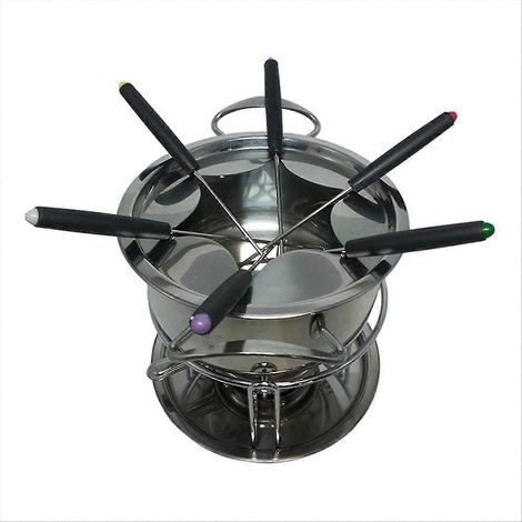 Ensemble à fondue avec 6 piques, idéal pour le camping et les activités de plein air. (1/5)