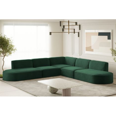 Ecksofa Designersofa PALMA Stoff Noel Grün Seite Universal (1/2)