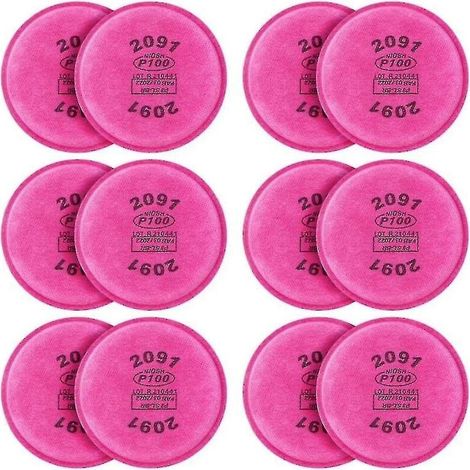 Filtre particulaire 2091 P100 – Lot de 12 filtres – Efficacité de filtration 95% – Pour respirateurs 6000 6200 6800 7000 FF-400 (1/5)