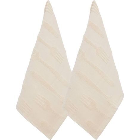 Lot de 2 Torchons de Cuisine "Terry" 45x70cm Beige (1/3)