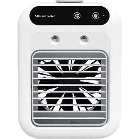 Condizionatore d'aria portatile 3 in 1, mini raffrescatore d'aria e umidificatore con 2 velocità, ricaricabile e silenzioso, per ufficio, camera da letto, scrivania, auto e stanze piccole (bianco) (1/4)