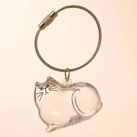 Boîte de rangement transparente pour poils de chat - Pendentif mignon en forme de capsule à poils d'animal, porte-clés décoratif anti-poussière (1/4)