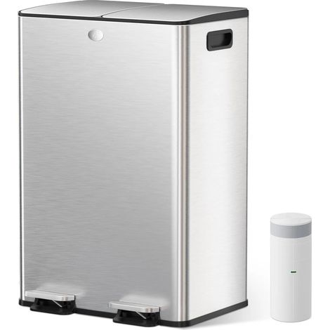 Mülleimer 2 sottocassetti con coperchio, 2x30L Mülleimer per cucina, trituratore in acciaio inossidabile con 20 sacchetti per rifiuti