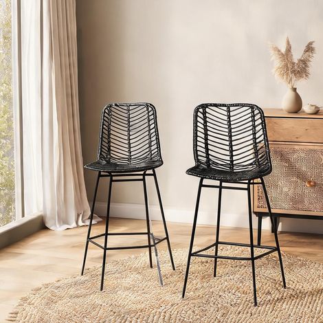 Tabouret de bar en résine tressée rotin PE 42,5 x 52 x 102 cm (1/5)
