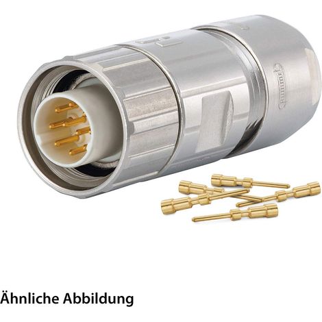 HUMMEL SET inkl. Kontakte M16 Kabelsteckverbinder, Crimpeinsatz gerade Polzahl 15-pol. 3+12, Stift lange Version Kabelabgang gerade, Klemmbereich 5,0mm - 9,0mm - 1 Stück