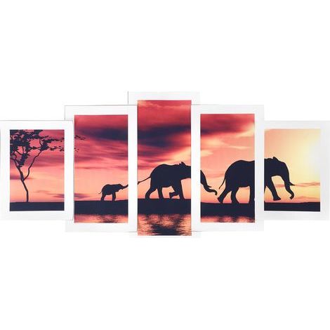 5 Pièces Tableaux Éléphants sans Cadre, Coucher de Soleil, Art Animal, Décoration Murale Paysage (2x20x30cm, 2x20x40cm, 1x20x50cm) (1/5)