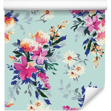 Papier peint fleuri aux couleurs chatoyantes pour salon et chambre 50x1000 cm (1/5)