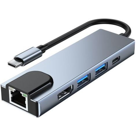Adaptateur multiport USB C Hub, Station d'accueil USB C 5 en 1 avec HDMI 4K, Ethernet RJ45, USB3.0, PD 100 W, Compatible avec MacBook Pro/Air, Surface Pro et Autres Appareils de Type C (1/5)