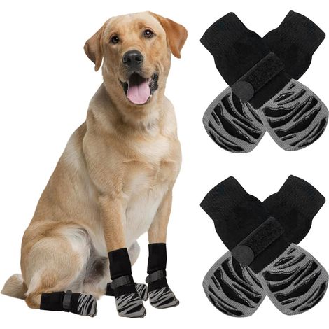 Chaussettes Pour Chien - Antidérapantes - Coton Élastique - Pour Sol Lisse - Taille M - Lot De 2 (1/5)