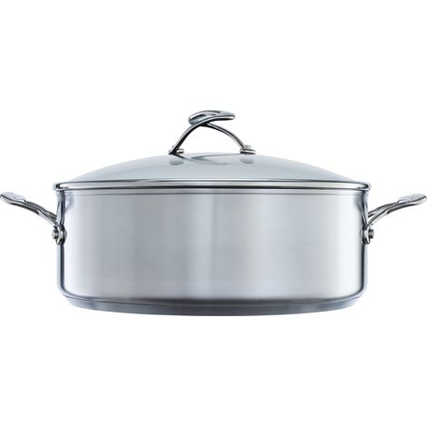 Marmite en acier inoxydable avec couvercle 30 cm/7,1 l – Marmite à induction avec couvercle hybride anti-adhésif et en verre trempé et poignées qui restent froides (1/5)