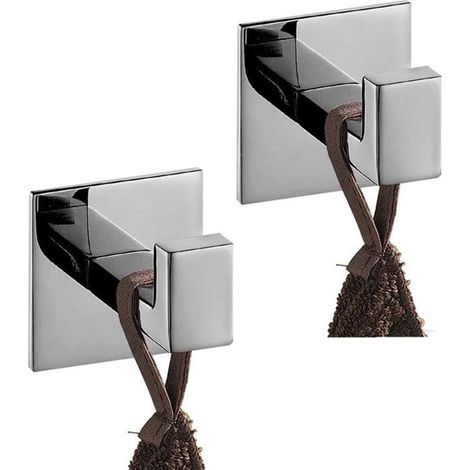 Ganchos para toallas autoadhesivos cromados de dos piezas requieren perforación para su instalación ganchos de pared de acero inoxidable. (1/5)
