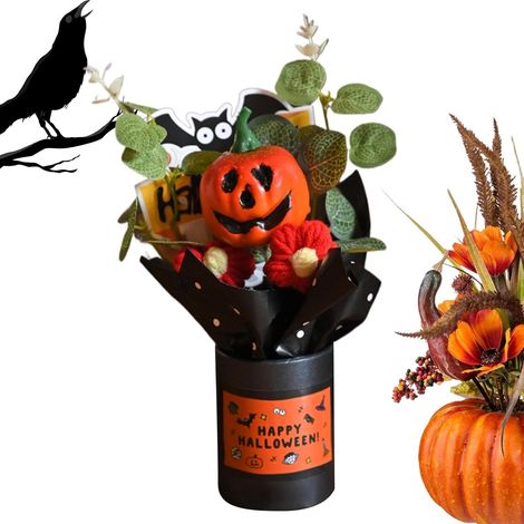 Generico Halloween Bouquet Mini saisonale Dekoration Festlicher künstlicher Blumenstrauß Für Hausbesitzer, Heimbüro, Wohnzimmer, Schlafzimmer, Bücherregal, Nachttisch, Fensterbank und Restaurant (1/5)