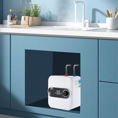 Untertischboiler 8 Liter Druckfest Kleinspeicher, Wärmeschutzzustand, Küche Warmwasserspeicher Untertisch Boiler Druckfest Wasserboiler 1,5KW 149 ℉ /2.11gal Weiß