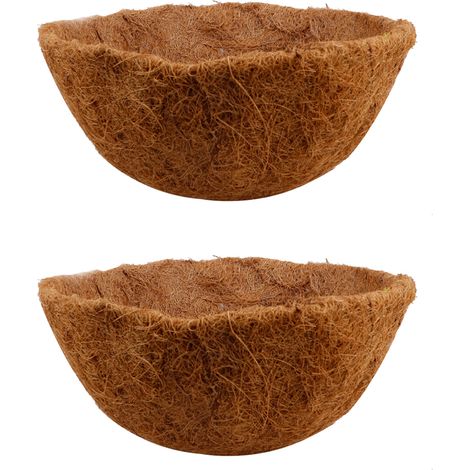 Set aus 2 runden Kokosfasereinsätzen mit 35,5 cm (14 Zoll) Durchmesser für Hängeampeln, ideal für Blumen und Gemüse. (1/4)