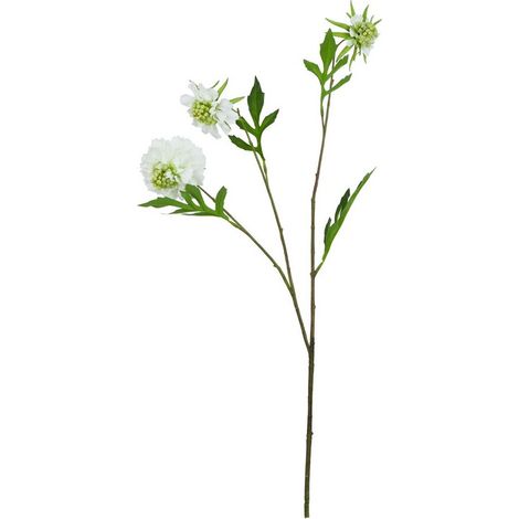 The Natural Garden Collection Scabious - Artificial Flower (Single Stem) - Plastic - L17 x W21 x H65 cm - White