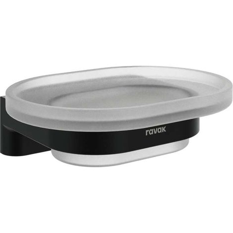 Ravak Chrome - Porte-savon avec support, verre/noir mat X07P1375 (1/4)
