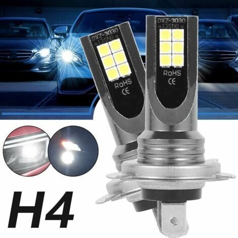 2 pièces ampoules H4 phare LED dans une boîte, chariot de lampe LED 50W/14000lm/IP68 étanche, antibrouillard 2 ampoules 6000-6500K lumière blanche (1/3)