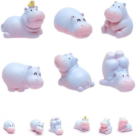 Dailygoods – Set mit 6 Mini-Nilpferdfiguren zur Autodekoration (1/5)