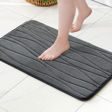 Tapis De Bain - Antidérapant En Mousse Mémoire - Absorbant Et Doux - Pour Salle De Bain Douche Baignoire Toilette - 50 X 80 Cm (1/5)