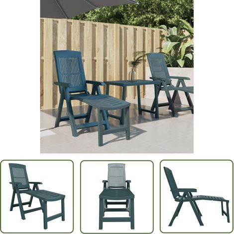 The Living Store Chaise longue vert plastique - Chaise Longue - Transats - Mobilier De Jardin - Chaises Longues Extérieures - Détente Extérieure (1/5)