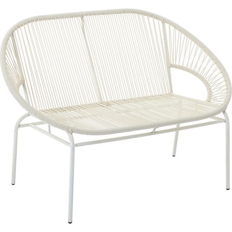 Panca da giardino in fili di Resina intrecciata Bianco - ALIOS III di MYLIA (1/4)