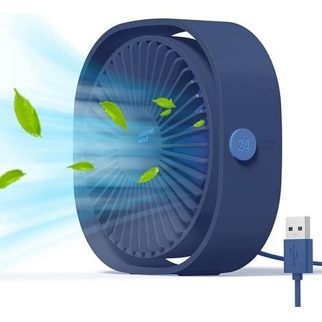 Mini Ventilateur Portable Silencieux 3 Vitesses Réglable Alimenté r USB, pour la Maison et le Bureau(Bleu) (1/5)